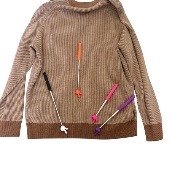 Peter Millar 100% Merino Wool Half Zip Sweater Tan Brown Size XL FLAW - Picture 2 of 6